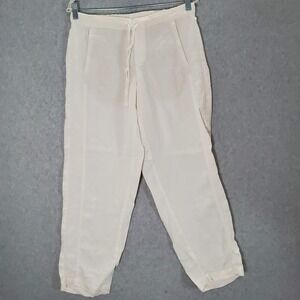 J Jill Women Pants Small Cream Love Linen Wide Leg Lagenlock Leisure Minimalist